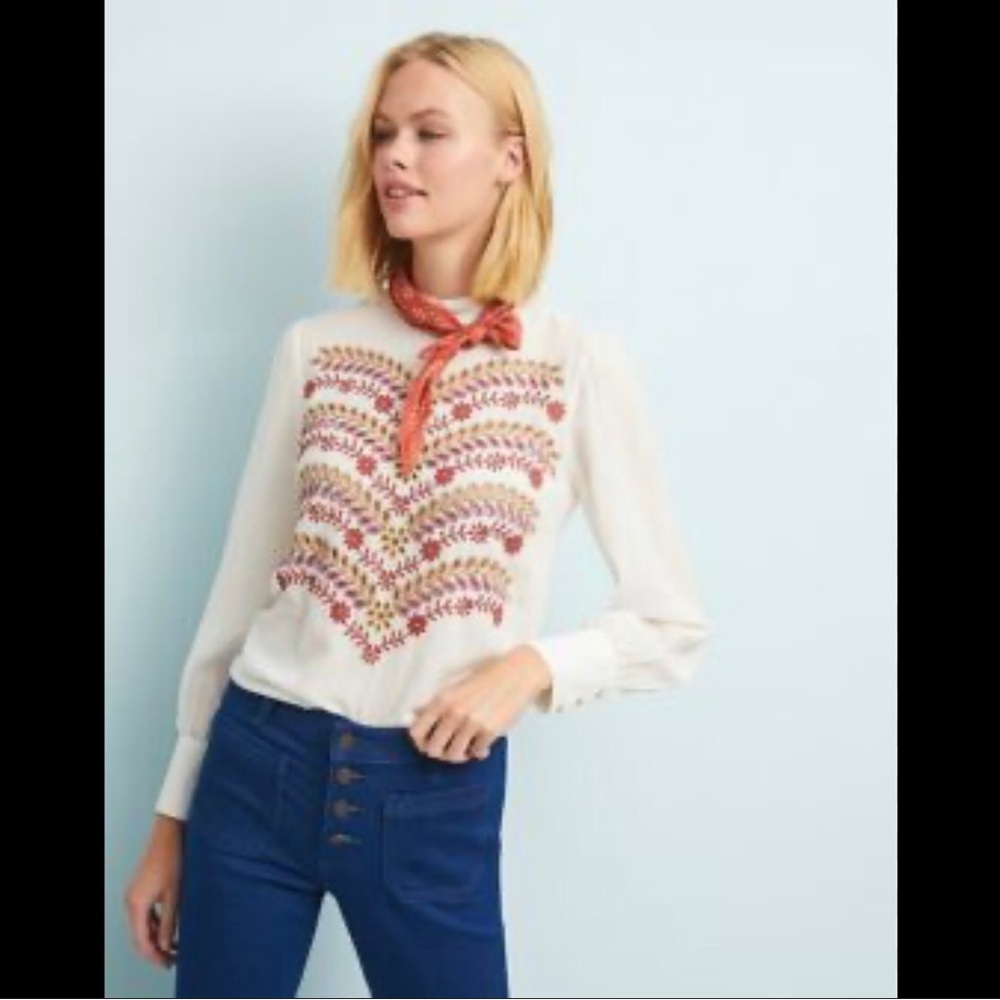 NWT Anthropologie Meadow Rue Daphne Embroidered Blouse
